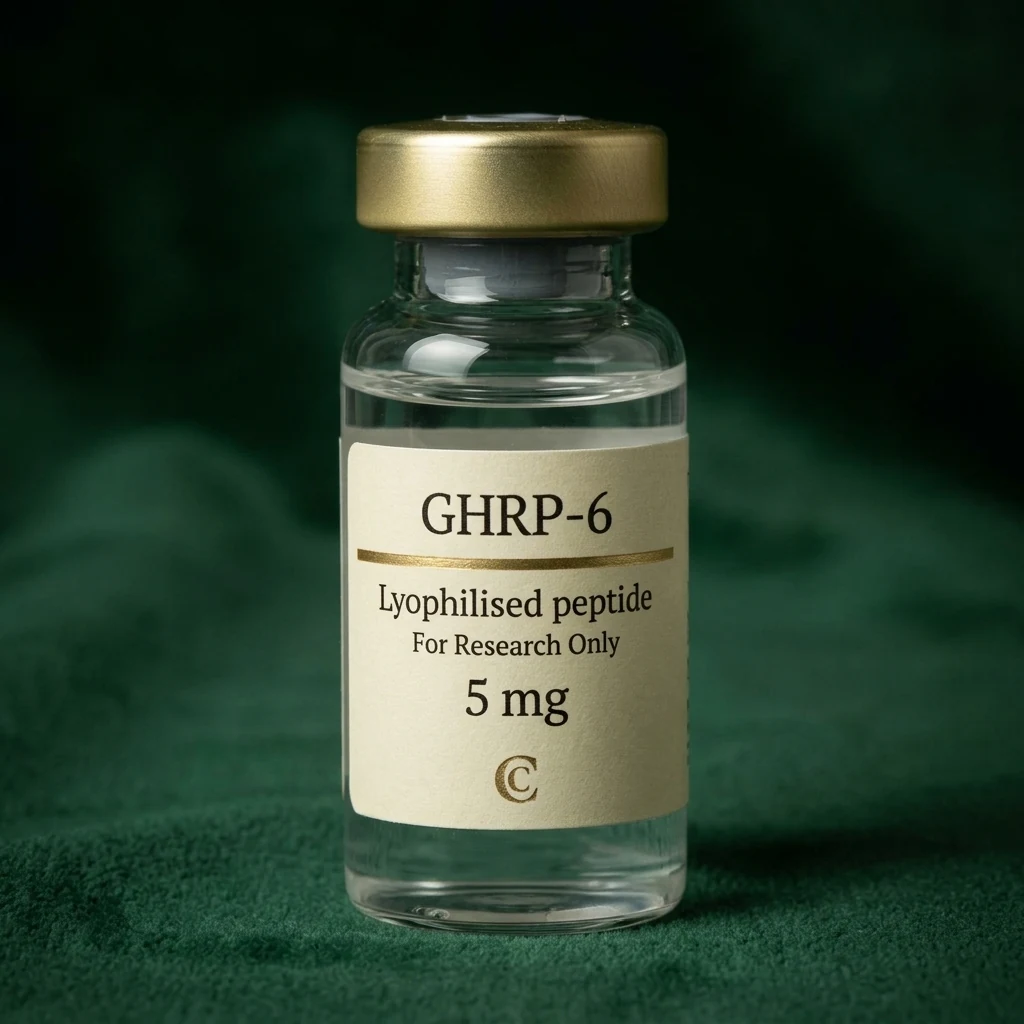 GHRP 6 lyophilized peptide vial, Cresten Labs